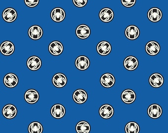 Camelot Fabrics Marvel Fabric Spiderman Token in Blue Glow in The Dark Premium Quality 100% Cotton Fabric (CA1326KK)
