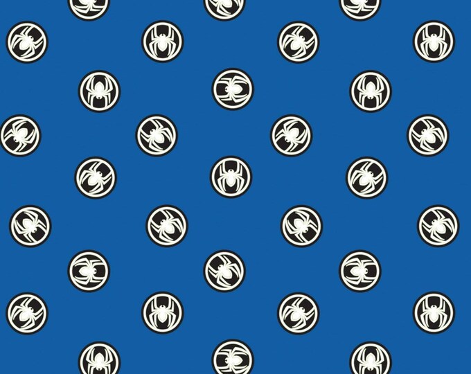 Camelot Fabrics Marvel Fabric Spiderman Token in Blue Glow in The Dark Premium Quality 100% Cotton Fabric (CA1326KK)