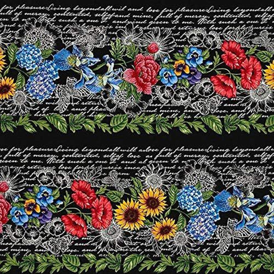 Timeless Treasures Garden Journal Beautiful Floral Border Stripe Ruth ...