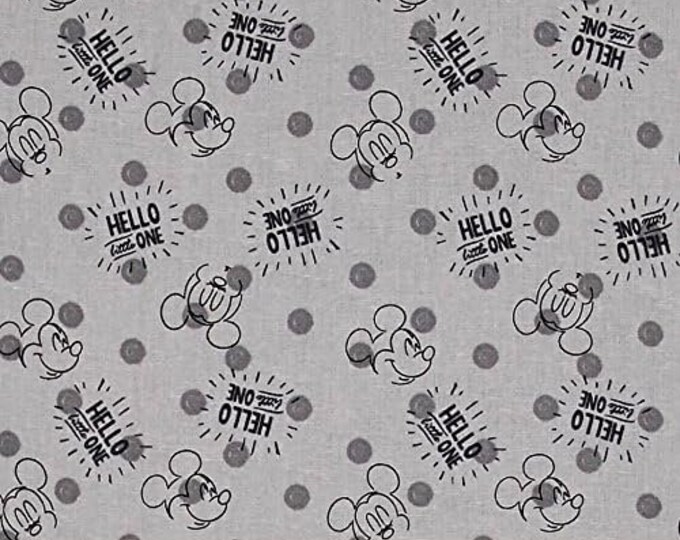 Springs Creative Disney Mickey Nursery Hellow Little One Premium Quality 100% Cotton Fabric (SC1157)