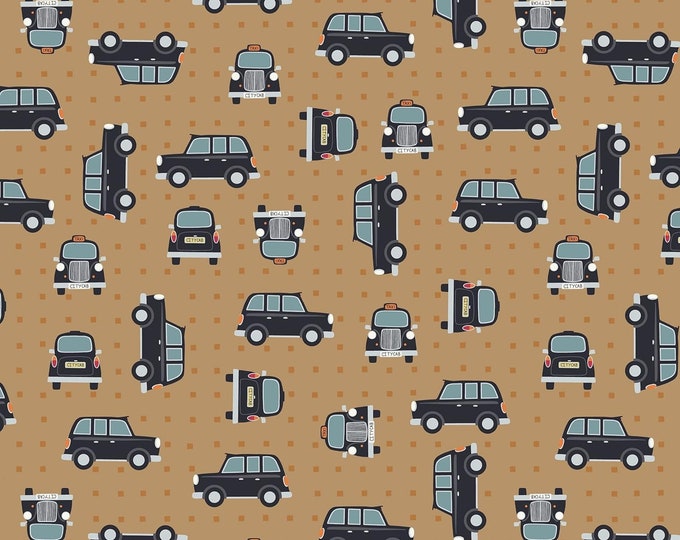 Lewis & Irene City Nights Black on Copper with Copper Metallic Cab Premium Quality 100% Cotton Fabric (M471)