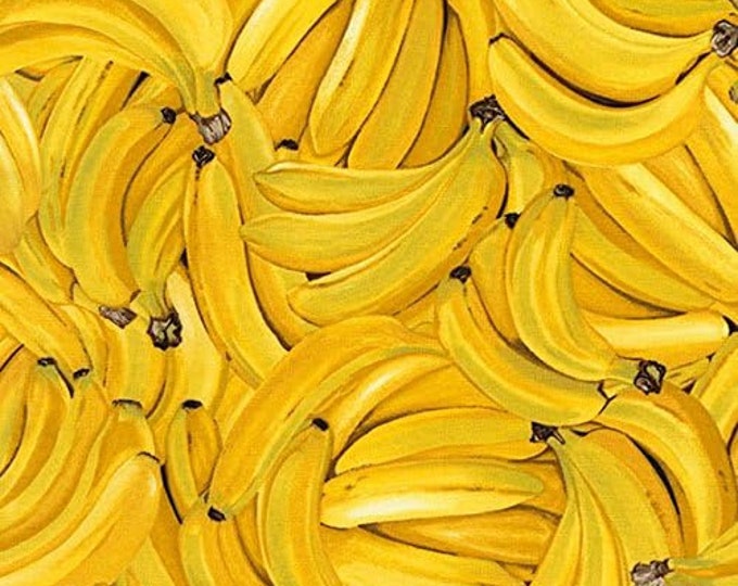 Timeless Treasures Farm Stand Fruit Bananas Premium Quality 100% Cotton Fabric (TT792)