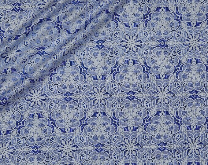 Quilting Treasures Luminous Lace Medallion Blender Metallic Royal (NOT ACTUAL LACE) Premium Quality 100% Cotton Fabric (QT954)