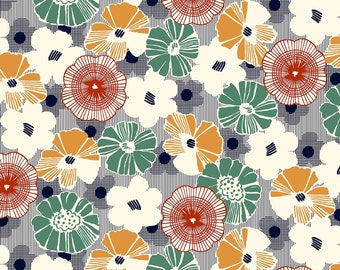 Quilting Treasures Gretta 1930's Floral Navy Premium Quality 100% Cotton Fabric (QT818)