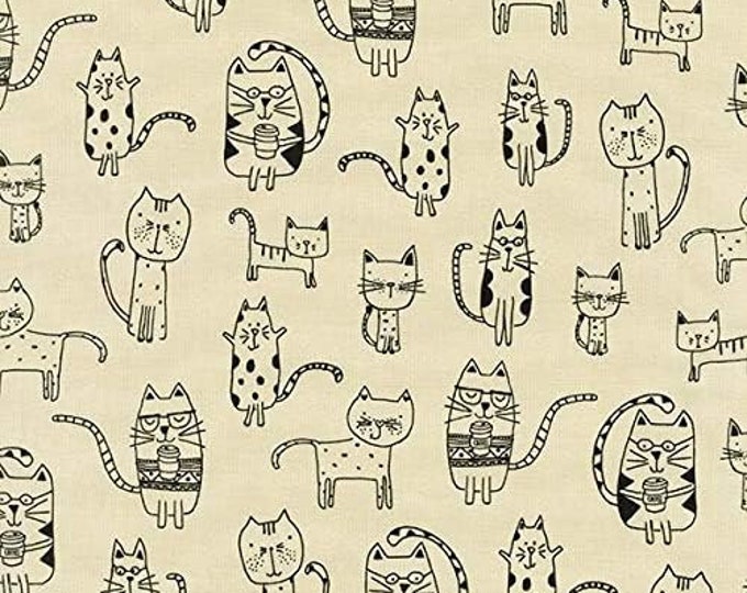 Robert Kaufman Whiskers & Tails Natural Various Cats Premium Quality 100% Cotton Fabric (RK415KK)
