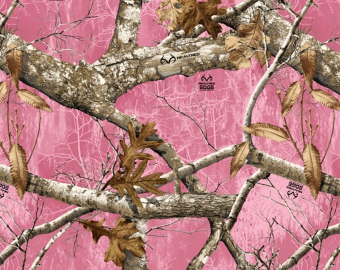 David Textiles Real Tree Edge 1 Hot Pink Cream Premium Quality 100% Cotton Fabric (DA207KK)