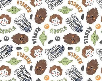 Camelot Fabrics Star Wars Become A Rebel White Premium Quality 100% Cotton Fabric (CA1276)