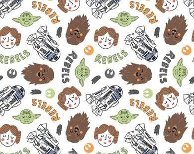 Camelot Fabrics Star Wars Become A Rebel White Premium Quality 100% Cotton Fabric (CA1276)