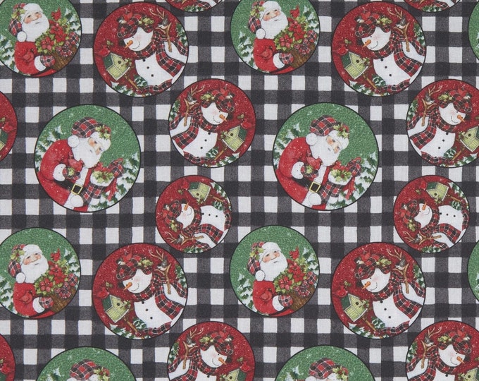 Springs Creative Christmas Plaid Santa Black Premium Quality 100% Cotton Fabric (SC134XX)
