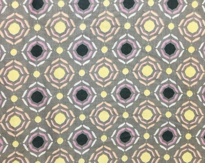 Camelot Fabrics Little Bird Emilia Medallion Grey Premium Quality 100% Cotton Fabric (CA658)