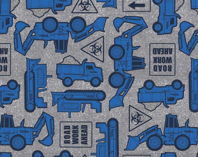 Camelot Fabrics Tonka Road Work Ahead Blue Quality 100% Cotton Fabric (CA1399KK)