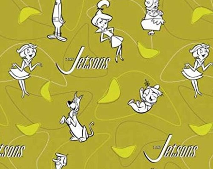 Camelot Fabrics The Jetsons Line Art Green Premium Quality 100% Cotton Fabric (CA993)