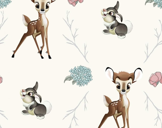 Springs Creative Disney Bambi & Thumper Cross Cream Premium Quality 100% Cotton Fabric (SC1527KK)