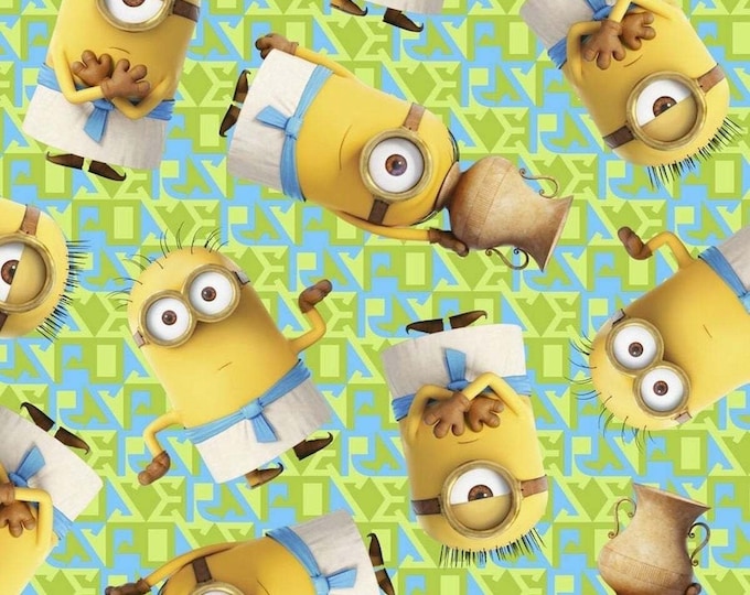 Despicable Me Egyptian Minions Green Premium Quality 100% Cotton Fabric (M2)