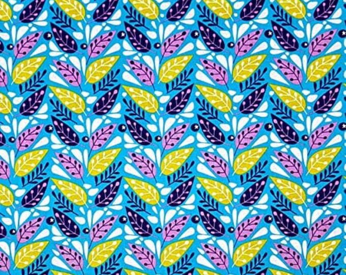 Camelot Fabrics Spring Bird Leaves in Blue Premium Quality 100% Cotton Fabric (CA1061)