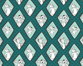 Camelot Fabrics Yogi Bear Diamonds in Dark Turquoise Premium Quality 100% Cotton Fabric (CA566)