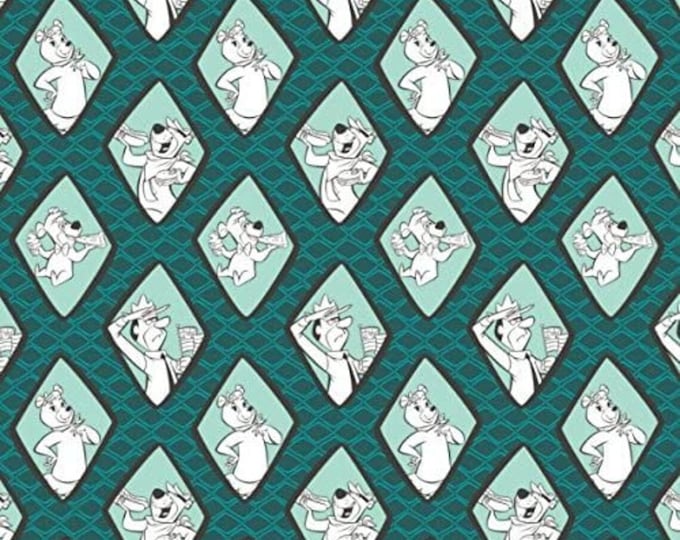 Camelot Fabrics Yogi Bear Diamonds in Dark Turquoise Premium Quality 100% Cotton Fabric (CA566)