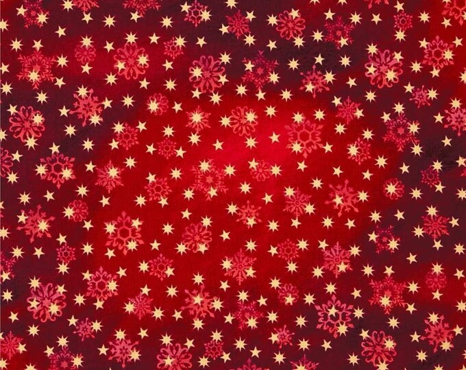 Quilting Treasures Love & Peace Stars Snowflakes Flowers Magenta Red Premium Quality 100% Cotton Fabric (QT306)