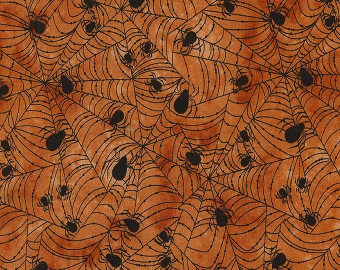 Timeless Treasures Wicked Halloween 2017 Orange Spider Web Premium Quality 100% Cotton Fabric (TT106)