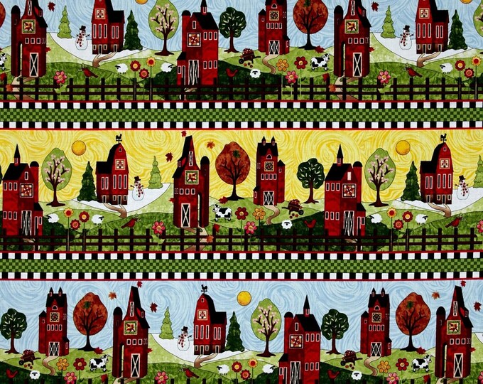Timeless Treasures Skinny Barns Stripe Multicolor Premium Quality 100% Cotton Fabric (TT288)