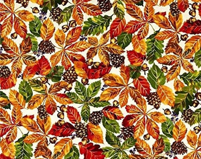Fabri-Quilt Fall Retreat Leaves Autumn Premium Quality 100% Cotton Fabric (FQ11)
