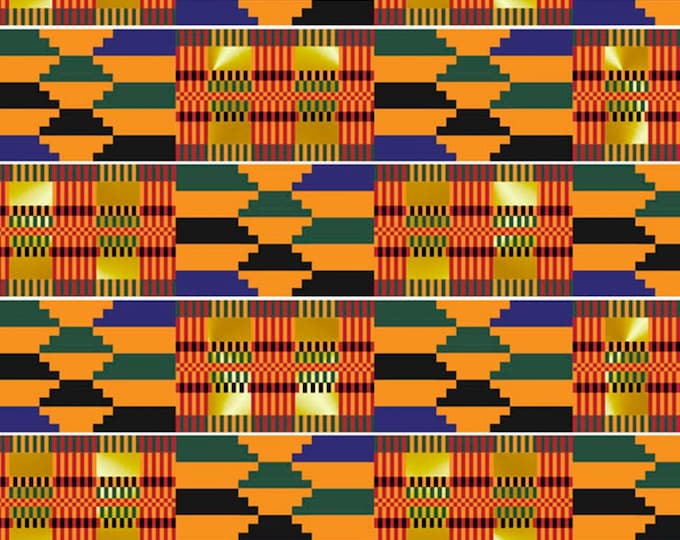 David Textiles Akan Tapestry Orange Premium Quality 100% Cotton Fabric by The Yard. (DA33XX)