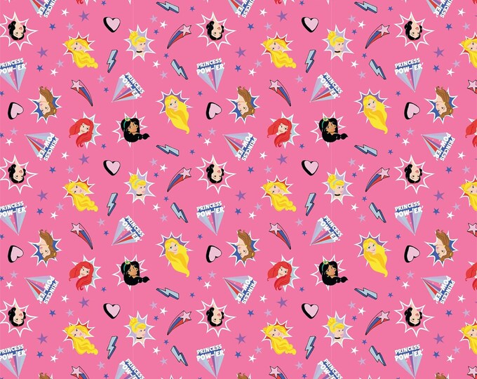 Camelot Fabrics Tossed Princess Burst in Pink Premium Quality 100% Cotton Fabric (CA1162KK)