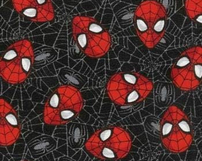 Camelot Fabrics Spider-Man Web Head Toss Dark Grey Premium Quality 100% Cotton Fabric (CA1349KK)