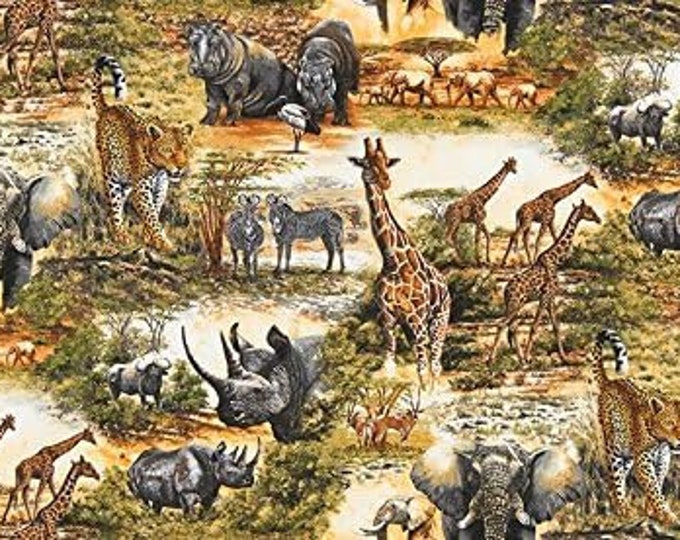 Robert Kaufman Nature Studies 2 - Safari Jungle Scenic AUD-15790-286 WILD Premium Quality 100% Cotton Fabric (RK329)