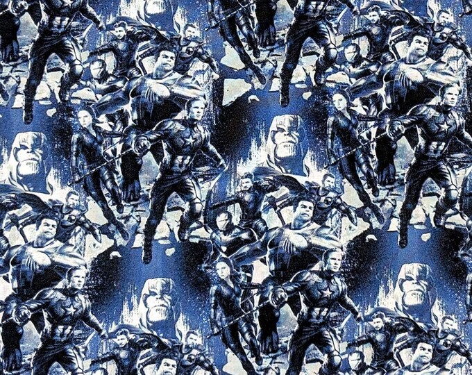 Camelot Fabrics Marvel Avengers Characters Blue Premium Quality 100% Cotton Fabric (CA5KK)