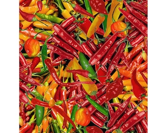 Timeless Treasures Fabrics Southwest Multi Packed Hot Peppers Premium Quality 100% Cotton Fabric (TT1039)