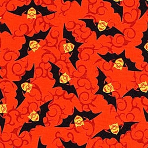 Quilting Treasures Despicable Me Minions Halloween Bats Tossed Orange Premium Quality 100% Cotton Fabric (M32)