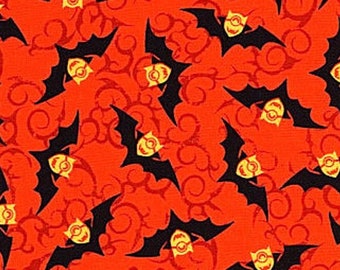 Quilting Treasures Despicable Me Minions Halloween Bats Tossed Orange Premium Quality 100% Cotton Fabric (M32)