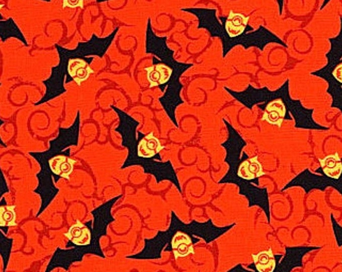Quilting Treasures Despicable Me Minions Halloween Bats Tossed Orange Premium Quality 100% Cotton Fabric (M32)