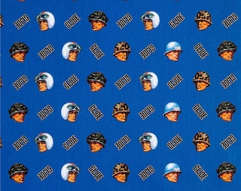 Camelot Fabrics Adventure GI Joe Blue Premium Quality 100% Cotton Fabric (CA59AA)