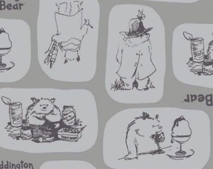 Camelot Fabrics Paddington Bear 6520104 2 Grey Tiles Premium Quality 100% Cotton Fabric (CA557)