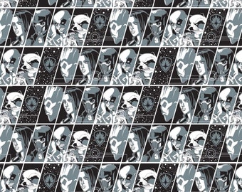 Camelot Fabrics Guardians of The Galaxy Slanted Frames Black Premium Quality 100% Cotton Fabric (CA277)