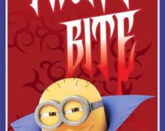 Bite Me Minions Vampire Halloween Minions 100% cotton fabric Panel 43" X 24"   (M35)