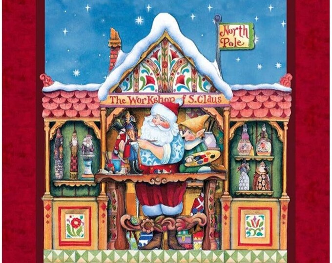 Springs Creative Jim Shore Santa Elf 100% Cotton Fabric sold by the panel (SC650)