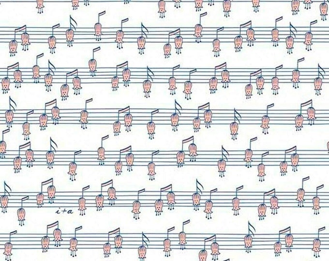 Quilting Treasures Horizontal Melodie Musical Note White Premium Quality 100% Cotton Fabric (QT730)