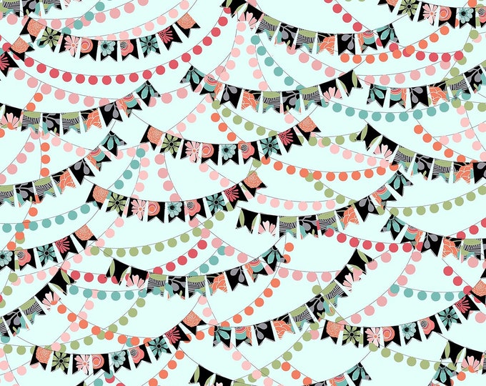 Quilting Treasures Piece Of Cake Banners Light Aqua Premium Quality 100% Cotton Fabric (QT1130KK)
