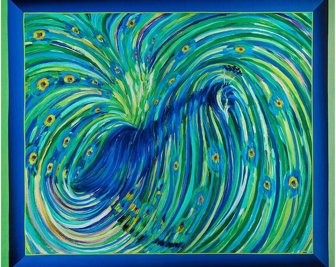 Quilting Treasures Artworks XI Abstract peacock Panel 35.5" Premium Quality 100% Cotton Fabric by the Panel  (QT1078)