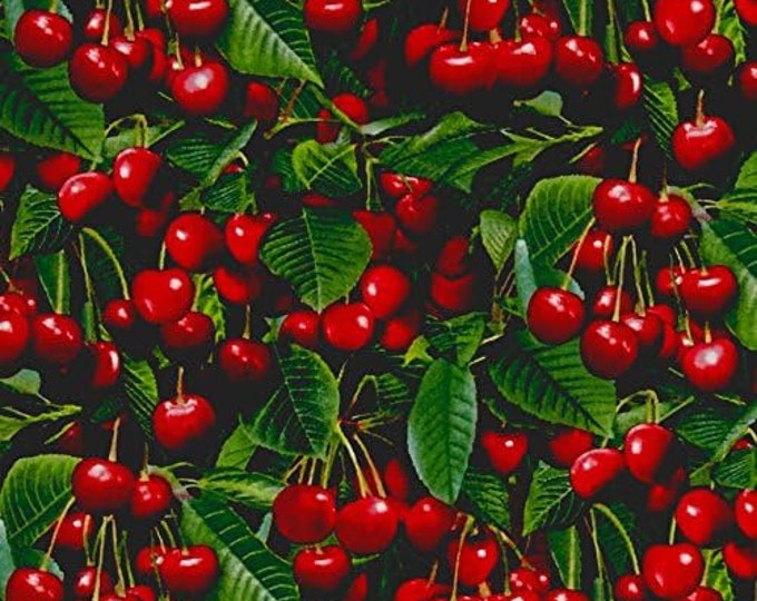 Elizabeth's Studio Berry Good Cherries Green Premium Quality 100% Cotton Fabric (ES511)