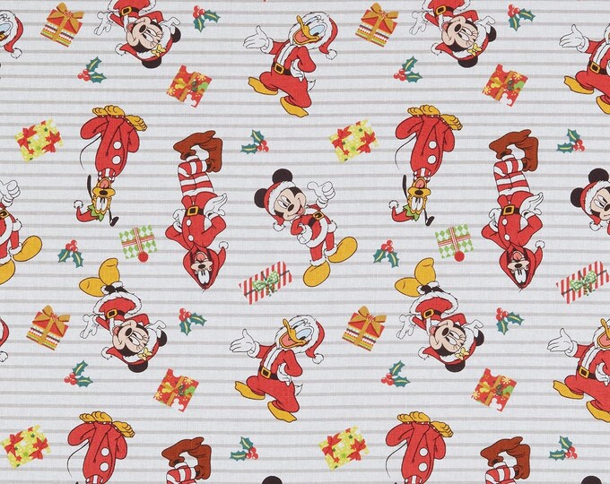 Springs Creative Disney Mickey and Friends Christmas Stripe Multi Premium Quality 100% Cotton Fabric (SC90BB)
