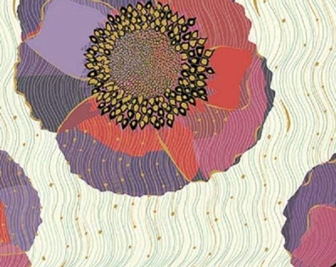 Quilting Treasures Bellisima Large Floral Poppies Beige Premium Quality 100% Cotton Fabric (QT416AA)