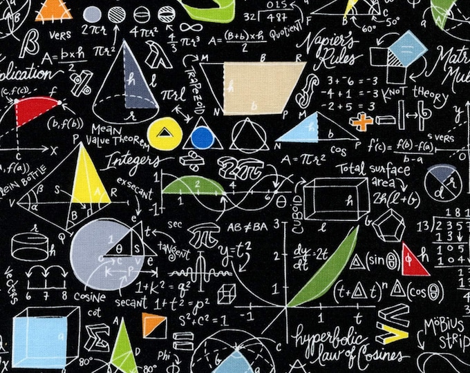 Timeless Treasures Math & Science Black Premium Quality 100% Cotton Fabric (TT655KK)