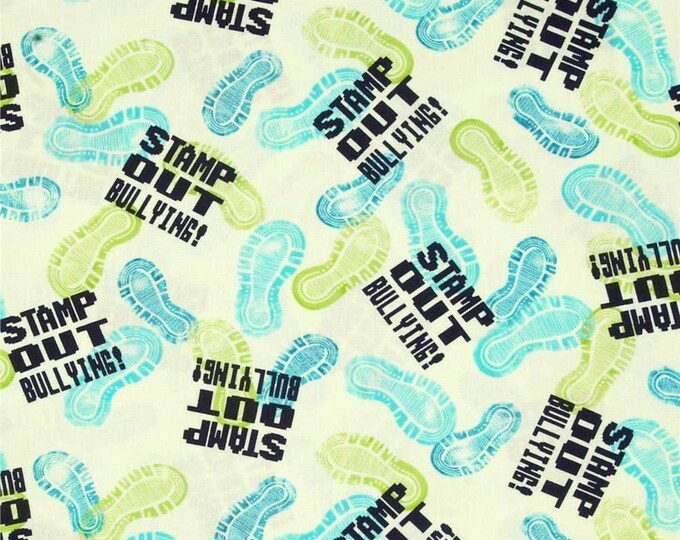 Quilting Treasures Take A Stand Stamp Out Bullying Toss Mint Green Premium Quality 100% Cotton Fabric (QT413)