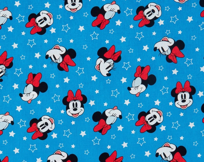 Springs Creative Disney Minnie Patriotic Head Premium Quality 100% Cotton Fabric (SC1240BB)
