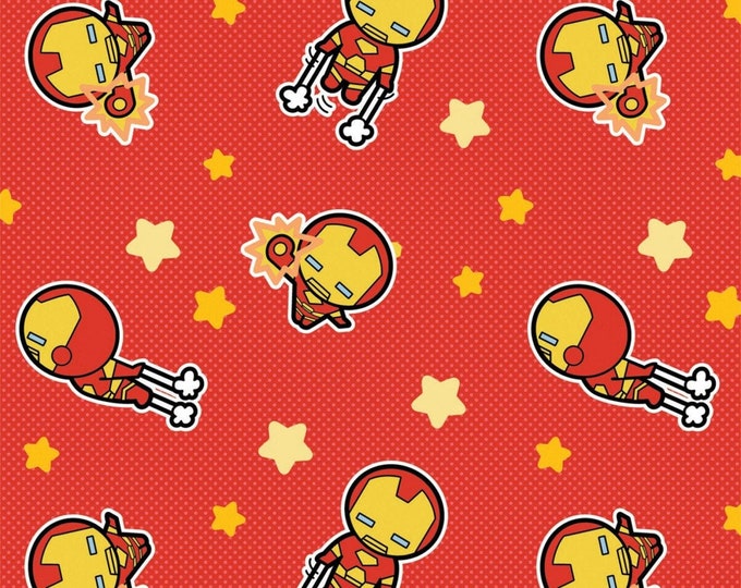 Camelot Fabrics Marvel Fabric Kawaii Ironman in Red Premium Quality 100% Cotton Fabric (CA510KK)