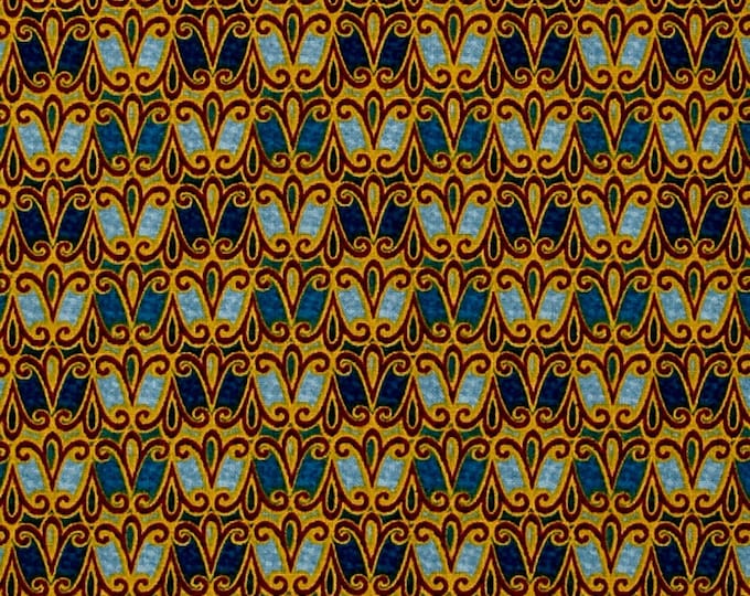Quilting Treasures Denim QT Splendid Swans Scroll Geo Premium Quality 100% Cotton Fabric (QT882)